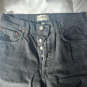 Agolde black jeans! High rise boyfriend fit with slit